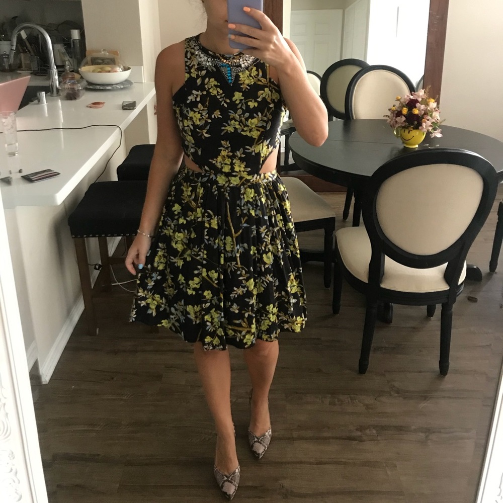 Floral dress dark brown river island